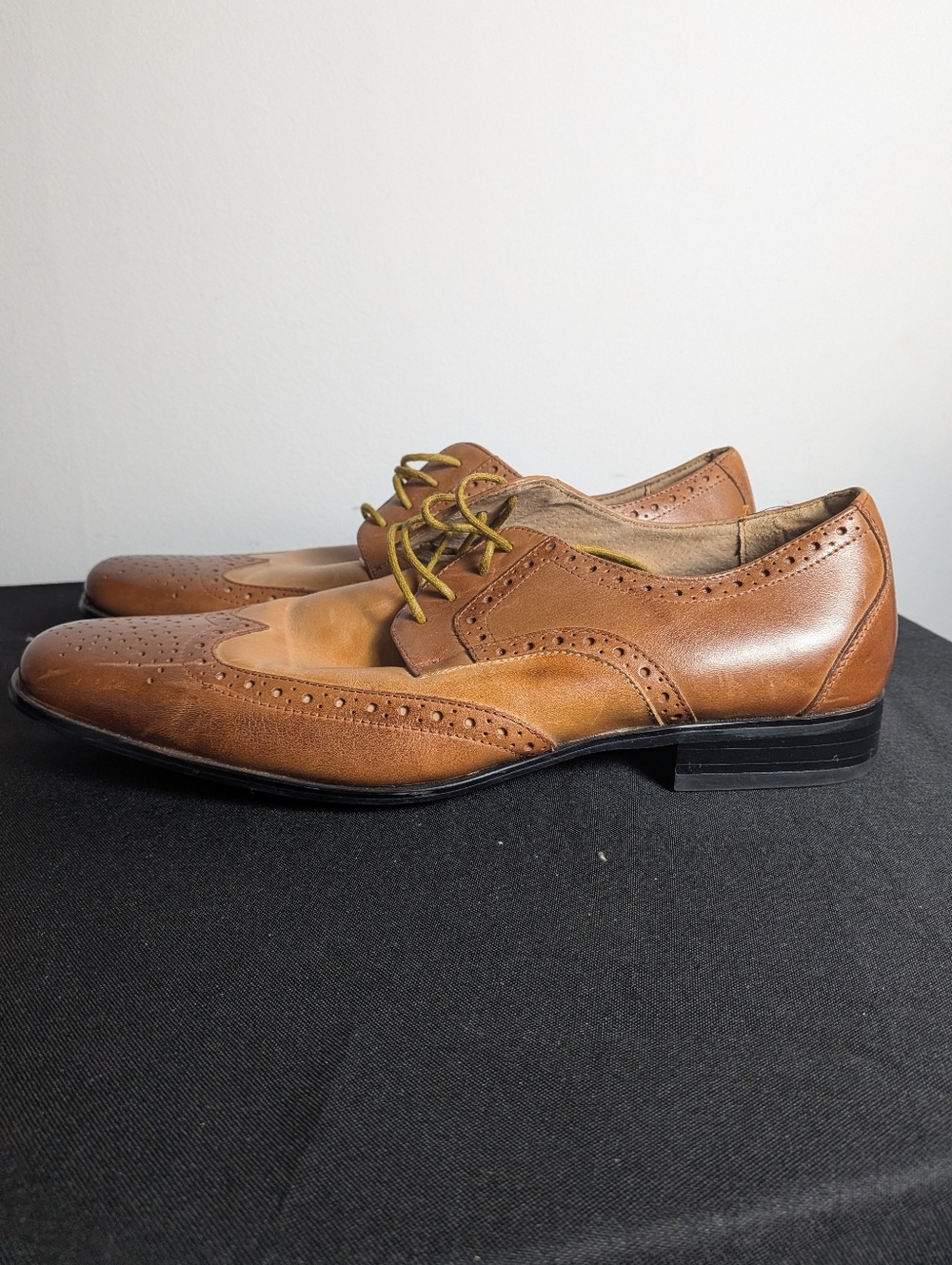 Stacy Adams wingtip oxford dress shoes Two Tone Brown Leather Sz 9.5